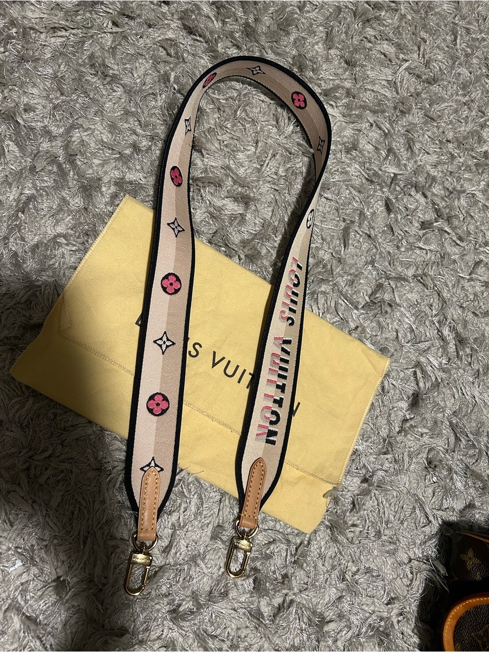 Authentic Louis Vuitton Pink and Tan Monogram Canvas Crossbody Strap never used